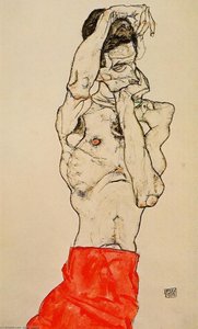 Standing Male Nude With A Red Loincloth — Egon Schiele
