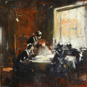 Study Of Maids At A Table (detail) — Frederick William Elwell