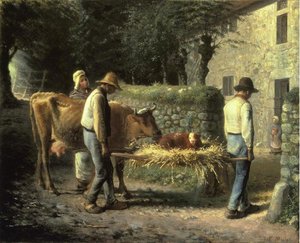 Bauern Bringen Ein Auf Dem Feld Geborenes Kalb Nach Hause — Jean-françois Millet