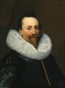 Portrait Of A Gentleman, Head And Shoulders, Wearing A Black Shirt And White Ruff — Jan Anthonisz Van Ravesteyn