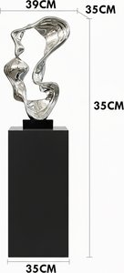 Silver Wave Sculpture - Elegant Resin Art Deco Home Decoration Piece (39cm X 35cm X 151cm)