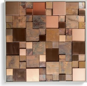 Copper & Stainless Steel Geometric Mosaic Wall Panel