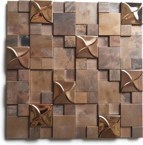 Copper & Stainless Steel Geometric Mosaic Wall Tiles
